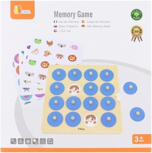 Jeu de mémoire en bois VIGA avec images – Montessori, 10 cartes