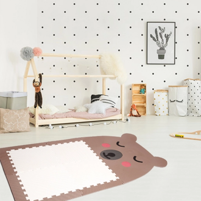 Tapis puzzle design Mégá - brun avec ventre blanc