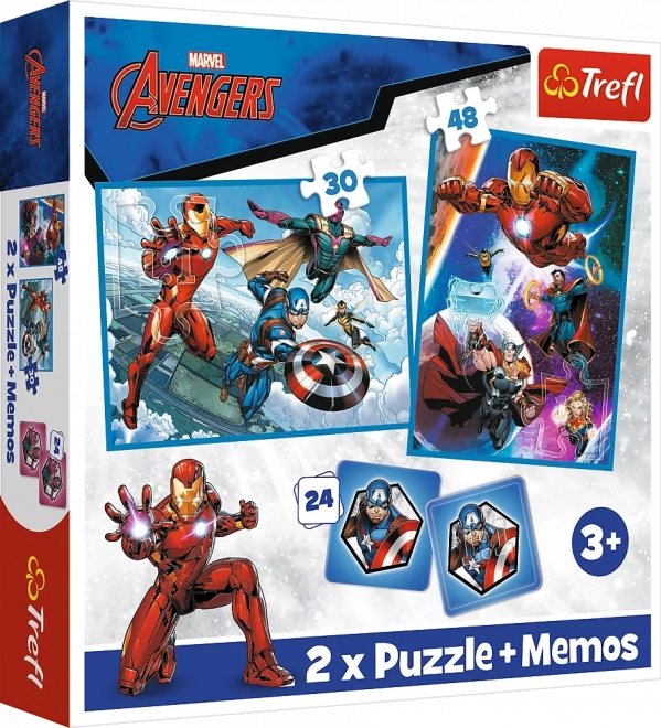 TREFL Ensemble 3-en-1 Avengers: Les Héros en action (2x puzzle + jeu de mémoire)