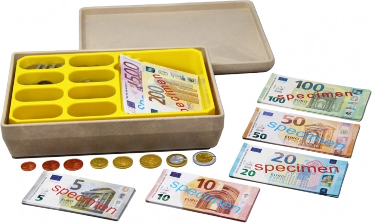 Caisse enregistreuse pour enfants avec billets et pièces en euros