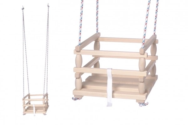Balançoire en bois pour enfants avec barrière de sécurité