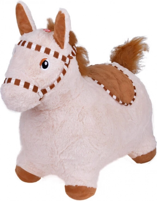 Jokomisiada jouet sauteur en peluche cheval – Beige
