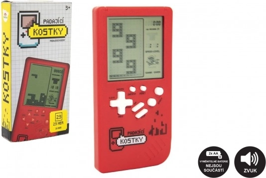 Jeu électronique Chute de dés casse-tête en plastique 7×14 cm à piles avec son – Rouge