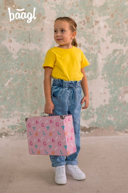 BAAGL Valise pliante scolaire Logo - rose avec garniture en métal