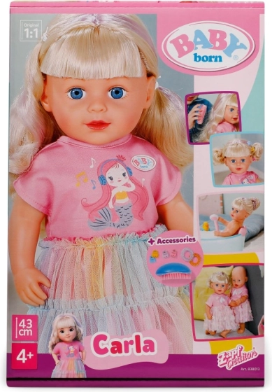 Poupée BABY born Carla 43 cm avec accessoires de coiffure