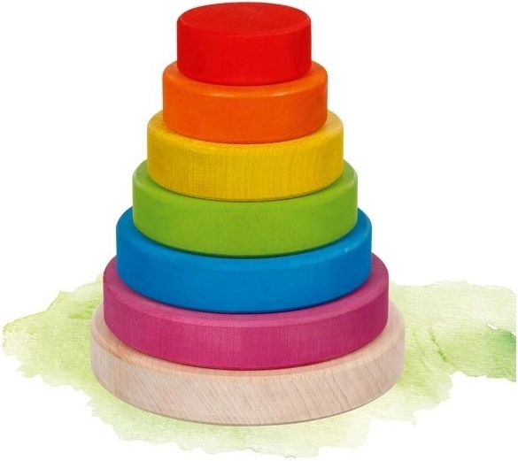 Tour à empiler en bois pour enfants Arc-en-ciel