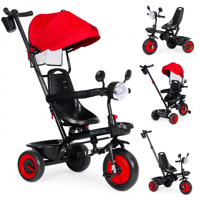 Tricycle 3en1 avec siège pivotant et auvent rouge ECOTOYS