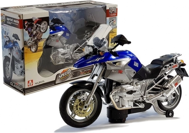 Moto pour enfants à piles avec lumières et musique – bleu