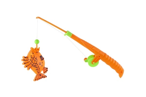 Jeu de pêche/magnétique en plastique 3pcs+canne à pêche en plastique 34cm mix de couleurs sur carte