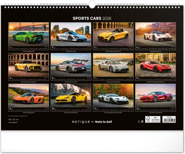 Calendrier mural Voitures Rapides 2026