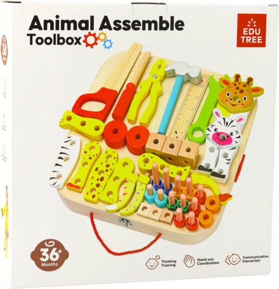 Ensemble en bois pour les petits maîtres - animaux à assembler dans une valise