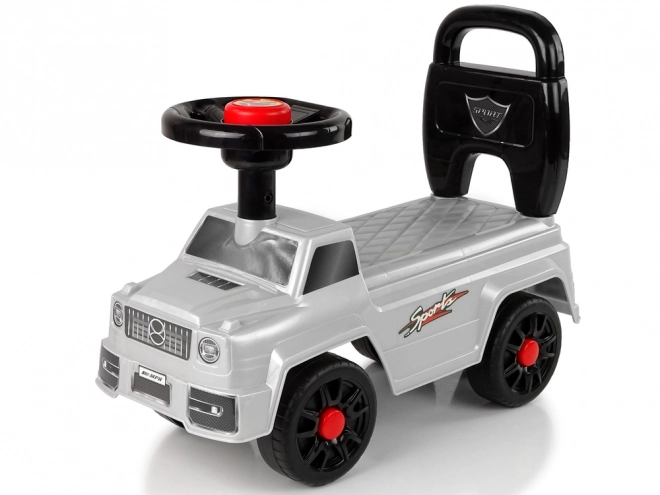 Voiture d'équilibre pour enfants QX-5500 argentée avec klaxon et dossier