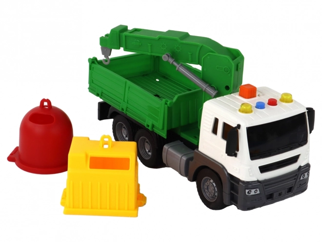 Camion-benne pour collecte de déchets avec grue à friction Vert 1:16