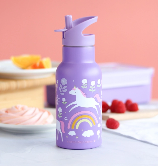 A Little Lovely Company - bouteille en acier inoxydable 350 ml - Licornes et Arc-en-ciel