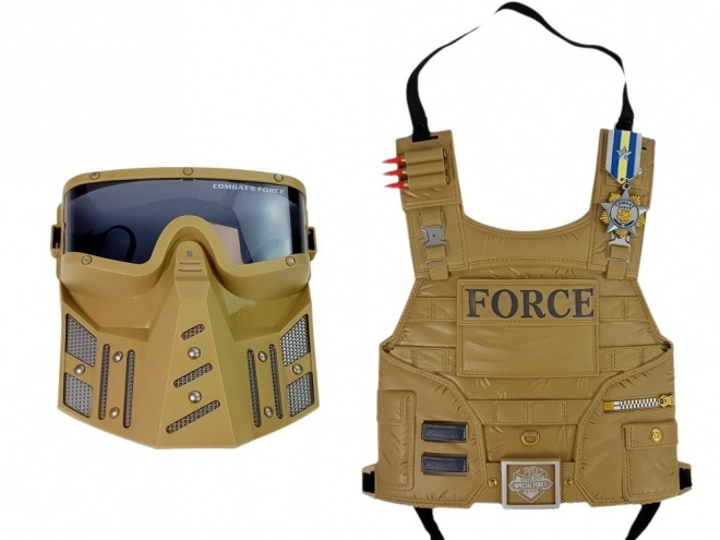 Ensemble militaire Arme Masque Jumelles Gilet Boussole