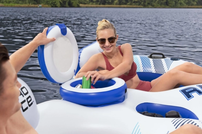 Île gonflable à double paroi pour 2 personnes avec dossiers et compartiments de rangement
