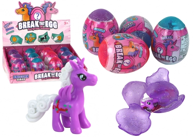 Œuf de licorne magique craquant en coquille 4 couleurs 6 cm