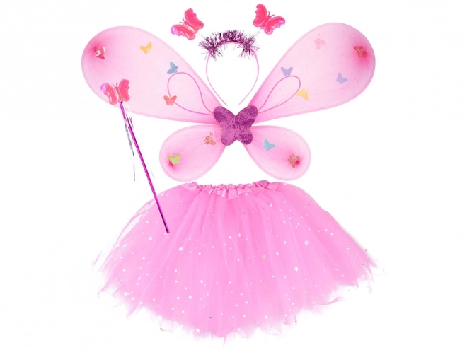 Costume de fée rose lumineux avec ailes de papillon – Rose clair