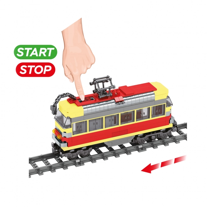 Kit de construction compatible BLOXO tramway à piles avec rails 724 pièces