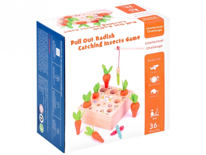 Jeu en bois avec carottes et vers