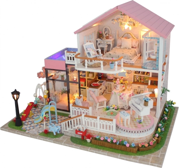 maquette de maison miniature jolie villa avec éclairage LED