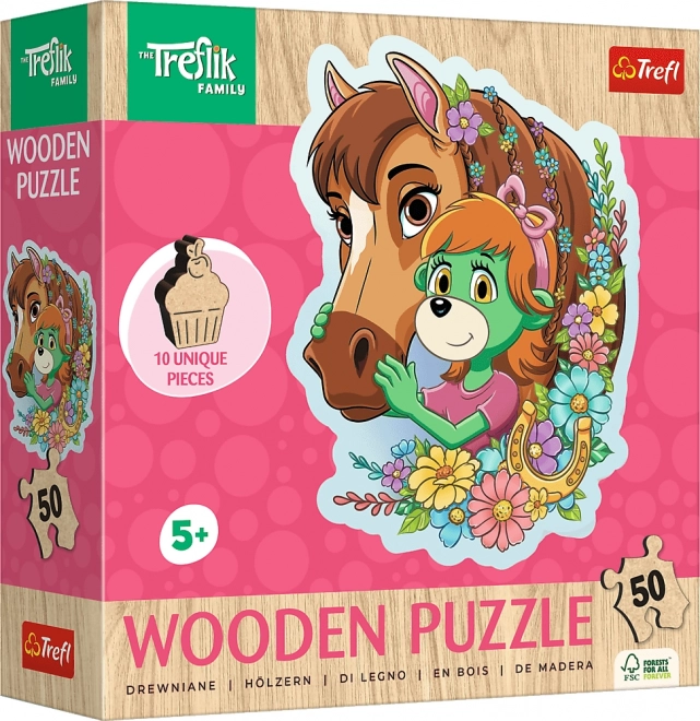 Puzzle contour en bois TREFLÍCI – famille heureuse, 50 pièces