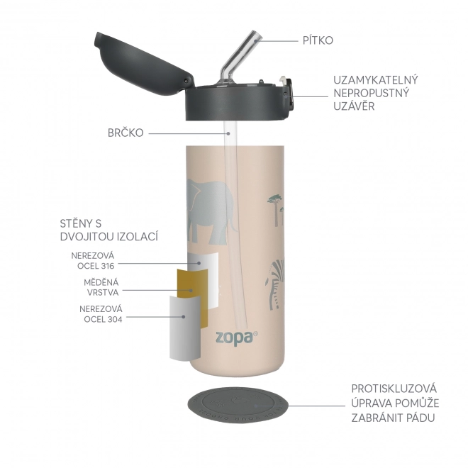 Thermos pour liquides avec paille 400 ml, Montagnes