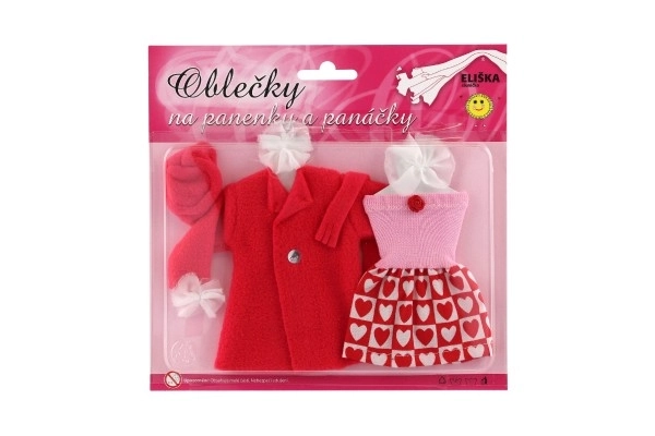 Robes/Vêtements - robes, manteau et bonnet pour poupées assortiment sur carte 22x21cm