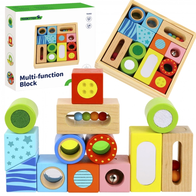 Tooky Toy cubes sensoriels multifonctionnels en bois