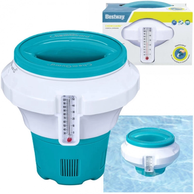 Doseur flottant pour produits chimiques pour l'eau de piscine avec thermomètre
