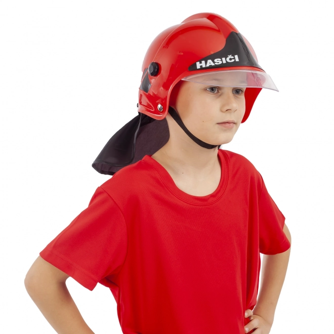 Casque/Chapeau de pompier rouge CZ texte pour enfants