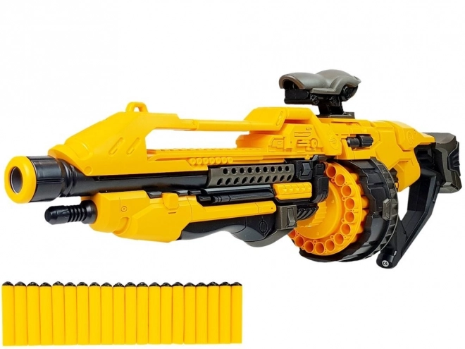 Pistolet en mousse électrique pour enfants avec chargeur rotatif - jaune