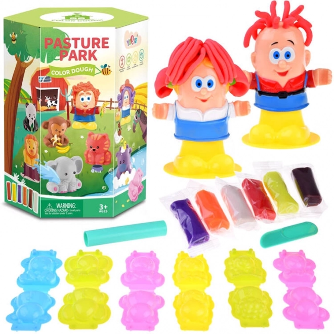 Ensemble créatif de pâte à modeler avec animaux