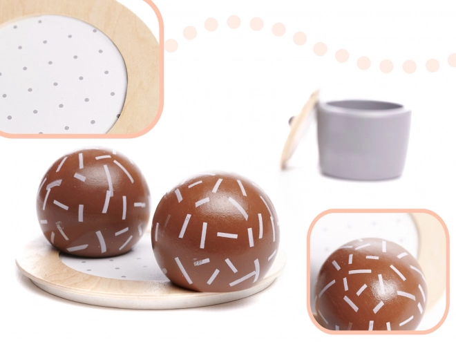 Ensemble de thé en bois pour enfants avec vaisselle