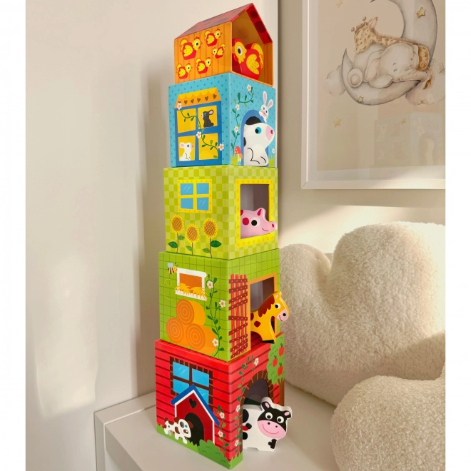 Woopie puzzle de ferme verte avec blocs et figurines