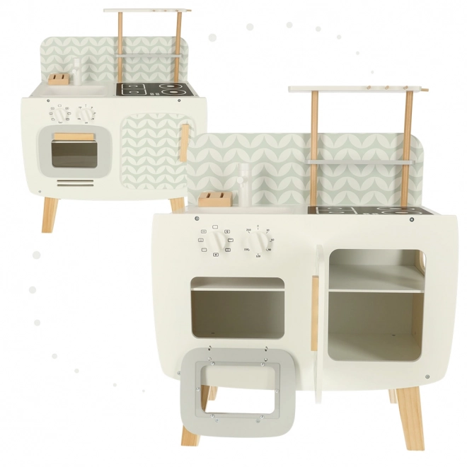 Cuisine rétro en bois pour enfants avec accessoires
