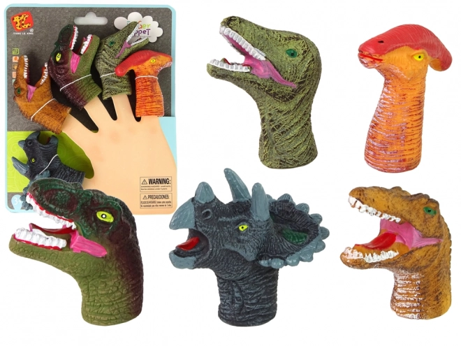 Marionnettes à doigts colorées Dinosaure, ensemble de 5 pièces