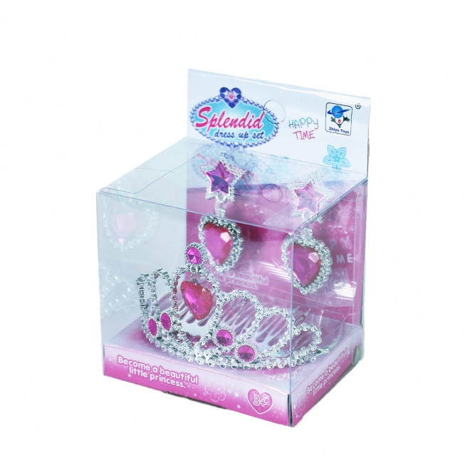 Couronne princesse avec boucles d'oreilles rose