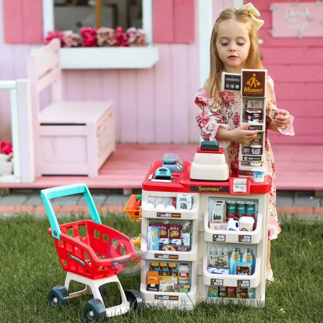 Supermarché avec chariot et scanner