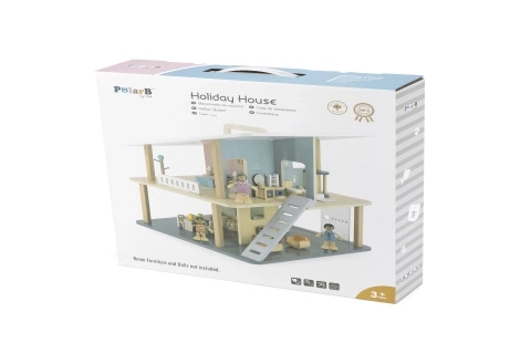 Maison de poupées en bois pour les vacances avec terrasse