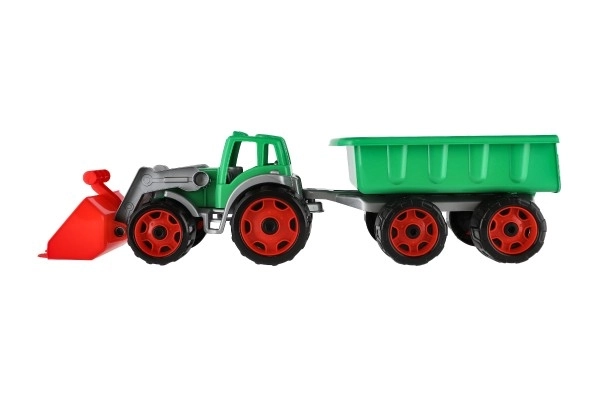Tracteur/chargeur/pelleteuse avec remorque en plastique allongé pour mouvement libre 2 couleurs en filet 16x61x16cm