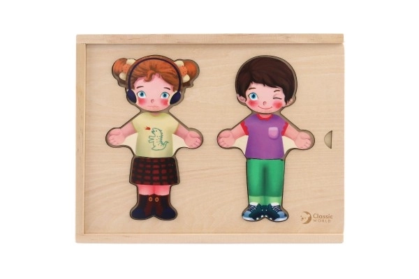 Puzzle en bois habillage - fille et garçon