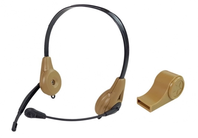 Set d'armes militaires Deux pistolets Casque Écouteurs Sifflet