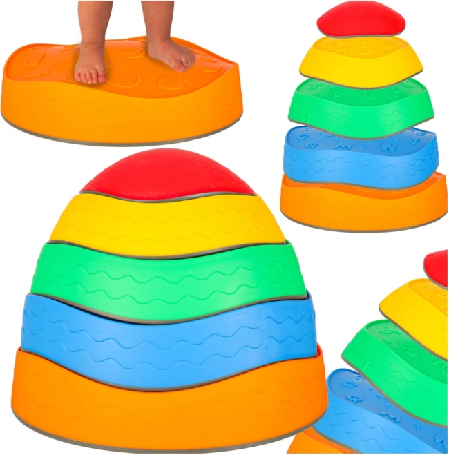 Parcours sensoriel pierres colorées - jeu le sol est de la lave, set de 5 pièces