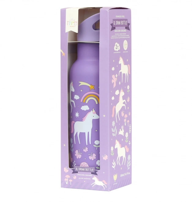 A Little Lovely Company Bouteille en acier inoxydable 500 ml – Licornes et arc-en-ciel