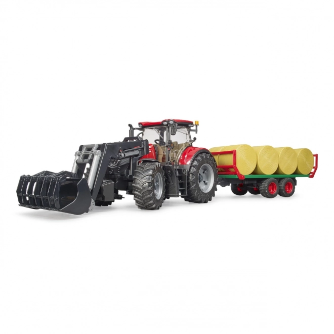 Tracteur Bruder Case IH Optum 300 CVX avec chargeur frontal et transporteur à balles