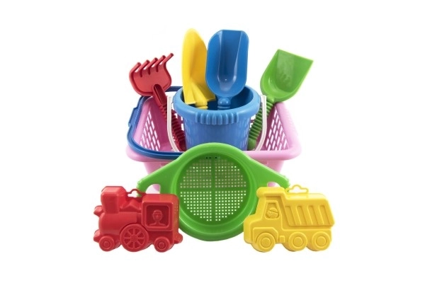Ensemble panier - 2 moules à gâteau râteau pelle tamis seau panier d'achat plastique 12m+