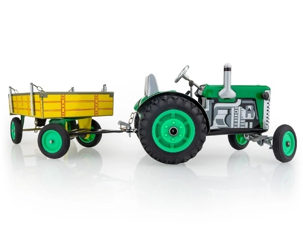 Tracteur Zetor avec remorque verte à clé en métal 28cm Kovap en boîte