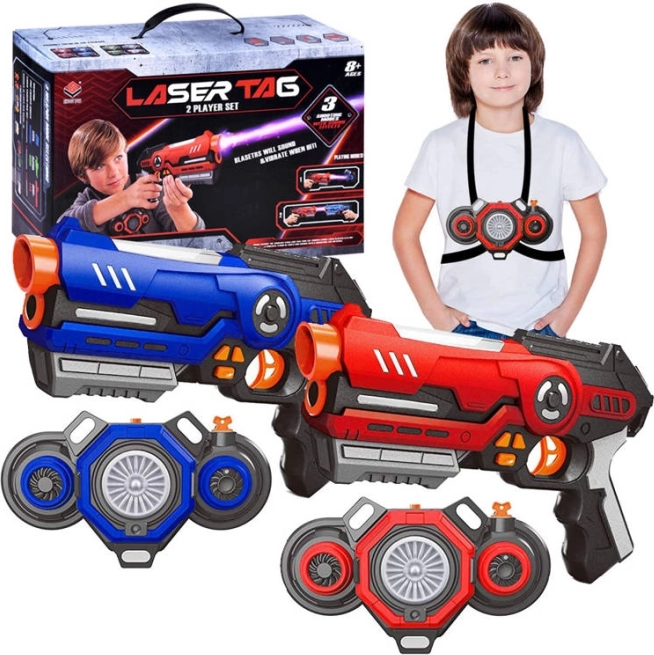 Set de laser tag pour 2 joueurs avec gilets et effets lumineux