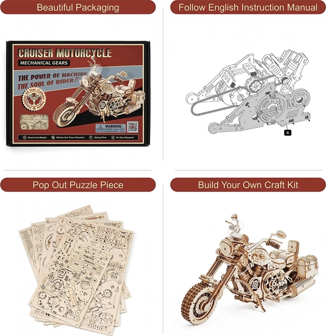 Moto Cruiser LK504 - Maquette en bois 3D